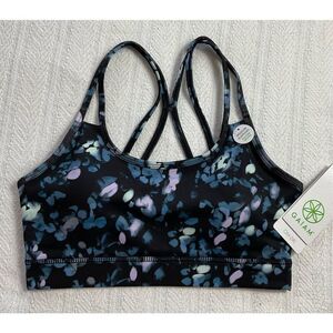 Gaiam XSMALL Sports Bra Strappy Back Medium Support Padded Activewear Top Floral